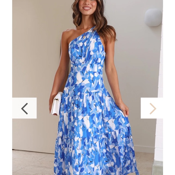 Blue floral one shoulder dress - Picture 2 of 7